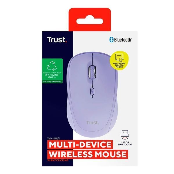 Миша Trust Yvi+ Compact Multi-Device, WL/BT/USB-A, фіолетовий 25583_TRUST фото