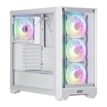 Корпус 2E GAMING Dominator Pro G2302W, без БП 2xUSB3.0, 1xUSBType-C, 4x120мм ARGB, VGA 380мм, LCS ready, контроллер з пультом, TG Side Panel, TG/Mesh Front panel, ATX, белый 2E-G2302W фото