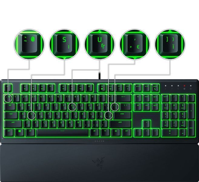 Клавіатура мембранна Razer Ornata V3 X 104key, USB-A, EN/UK, RGB, чорний RZ03-04471900-R371 фото