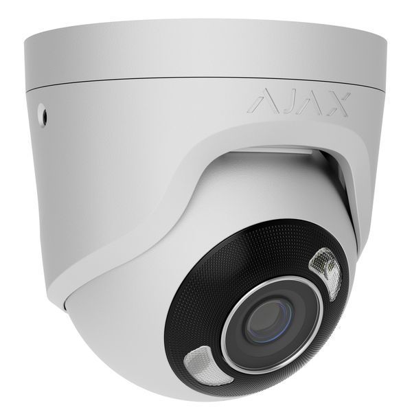 IP-Камера дротова Ajax TurretCam HL white, 8мп, 2.8мм, гібридне підсвічування IR 50м, білий Led 50м, Poe, True WDR, IP 65, ІЧ 50м, аудіо, кут огляду 100&deg; до 110&deg;, купольна, біла 000059518 фото