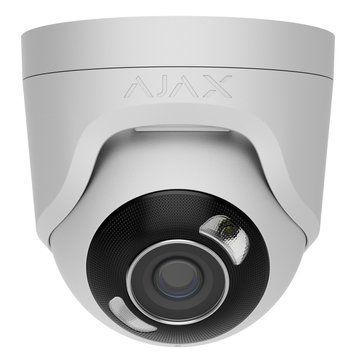 IP-Камера дротова Ajax TurretCam HL white, 5мп, 2.8мм, гібридне підсвічування IR 50м, білий Led 50м, Poe, True WDR, IP 65, ІЧ 50м, аудіо, кут огляду 100&deg; до 110&deg;, купольна, біла 000059514 фото