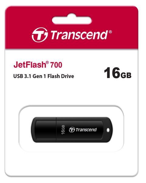 Накопичувач Transcend 16GB USB 3.1 Type-A JetFlash 700 Чорний TS16GJF700 фото