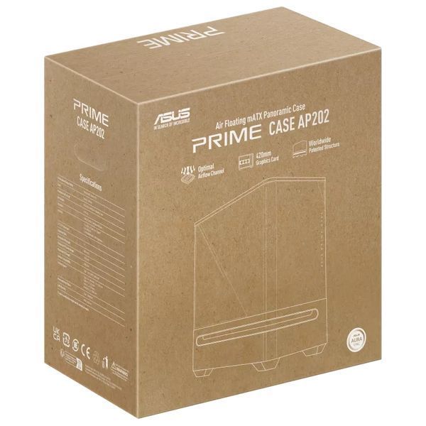 Корпус Prime AP202 Tempered Glas ARGB, без БЖ, 2xUSB3.2, 1xUSB Type-C, Tempered Glass side, mATX, білий ASUS 90DC00P3-B19000 90DC00P3-B19000 фото