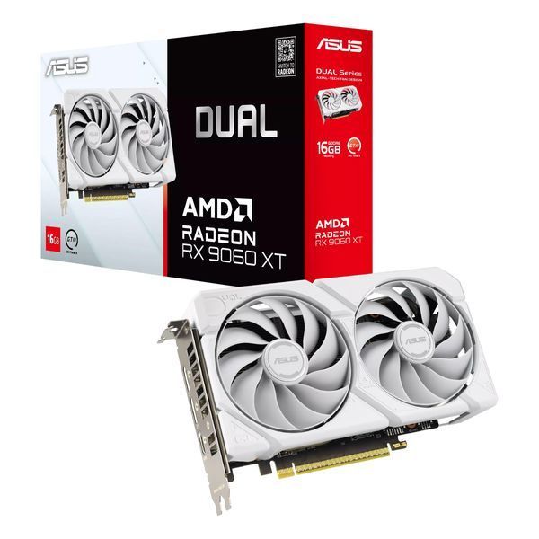 Вiдеокарта ASUS Radeon RX 9060 XT 16GB GDDR6 OC DUAL-RX9060XT-16G-WHITE білий 90YV0LG3-M0NA00 фото