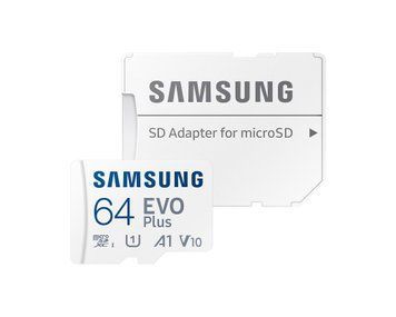 Карта пам'яті Samsung microSD 64GB C10 UHS-I R130MB/s Evo Plus + SD MB-MC64SA/EU фото