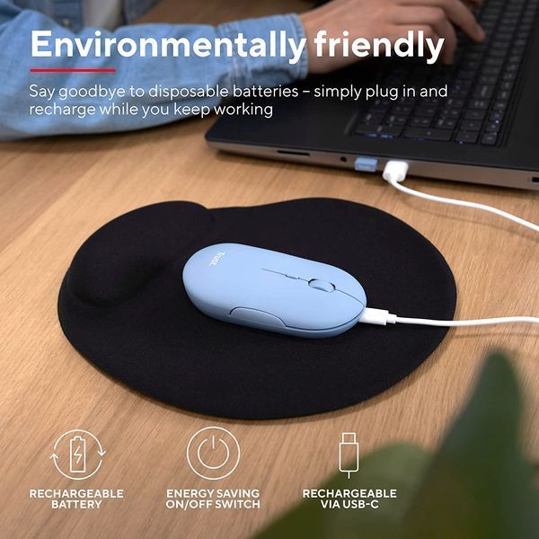 Мышь Trust Puck Rechargeable, Ultra-Thin, BT/WL, Silent, Синій 24126_TRUST фото