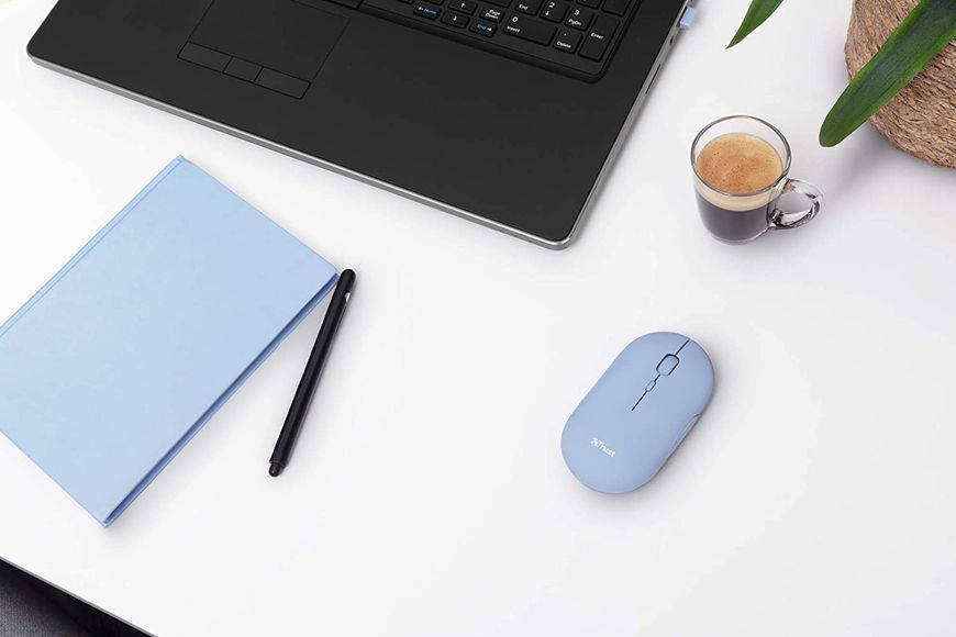 Мышь Trust Puck Rechargeable, Ultra-Thin, BT/WL, Silent, Синій 24126_TRUST фото