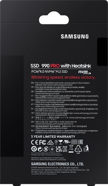 Накопичувач SSD Samsung M.2 1TB PCIe 4.0 990PRO + радіатор MZ-V9P1T0CW фото