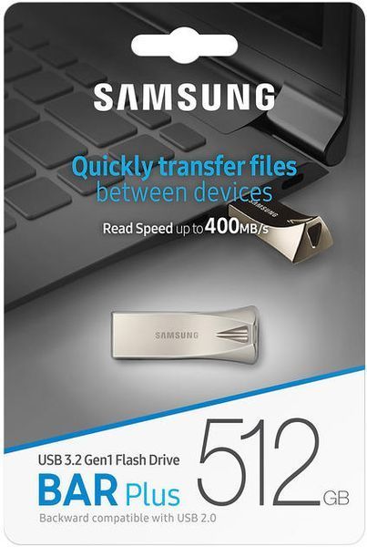 Накопичувач Samsung 512GB USB 3.1 Type-A Bar Plus Срібний MUF-512BE3/APC фото