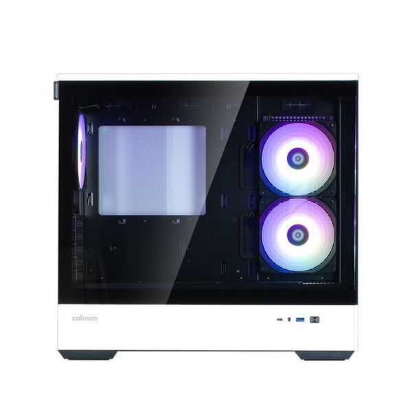 Корпус Zalman P30 без БП, 1xUSB3.0, 1xUSBType-C, 3x120мм ARGB, VGA 420мм, LCS ready, TG Side Panel, mATX, чёрный/белый P30BW фото
