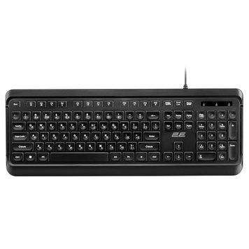Клавіатура мембранна 2E KS120 104key, USB-A, EN/UK, White LED, чорний 2E-KS120UB_UA фото