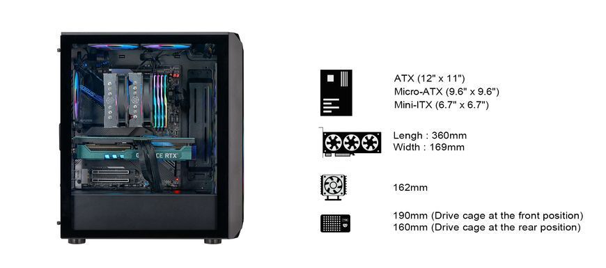Корпус SilverStone Fara FA511Z-BG без БП 2xUSB3.0 3x120мм ARGB VGA 360мм LCS ready TG Side Panel ATX чёрный SST-FA511Z-BG фото