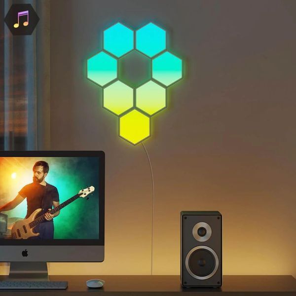 Набір настінних світильників Govee H6061 Glide Hexa Light Panels, 10шт, RGBIC, WI-FI/Bluetooth, білий B6061301 фото