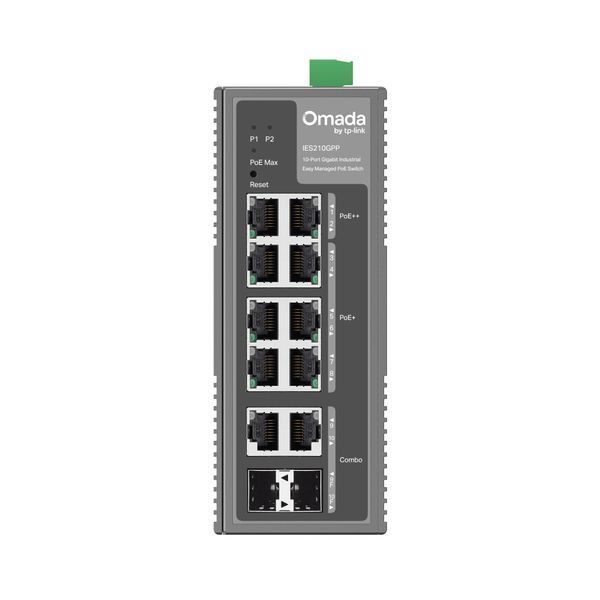 Промышленный коммутатор TP-LINK 8xGE (PoE), 120W, 2xGE/SFP, WebSmart1xSFP WebSmart TP-Link IES210GPP IES210GPP фото