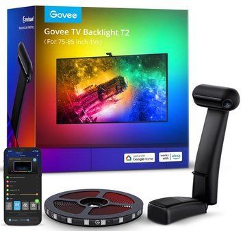 Набір адаптивного підсвічування Govee H605C Envisual TV Backlight T2 with Dual Cameras 75-85', RGBIC, WI-FI/Bluetooth, чорний H605C312 фото