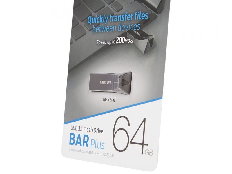 Накопитель Samsung 64GB USB 3.1 Type-A Bar Plus Серый MUF-64BE4/APC фото
