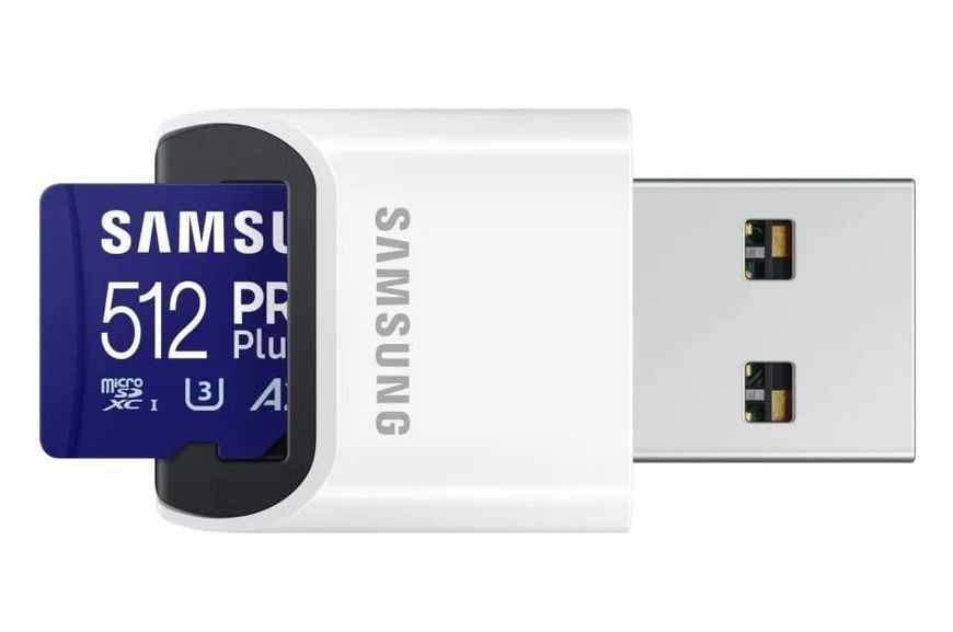 Карта памяти Samsung microSDXC 512GB C10 UHS-I R180MB/s PRO Plus + SD MB-MD512SB/WW фото