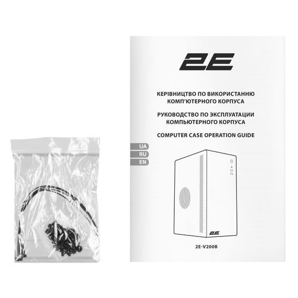 Корпус 2E Credo V200B без БЖ, 2xUSB3.0, 1x80мм, VGA 250мм, mATX, чорний 2E-V200B фото