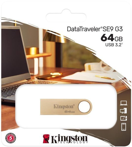 Накопичувач Kingston 64GB USB 3.2 Type-A Gen1 DT SE9 G3 DTSE9G3/64GB фото