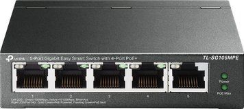 Комутатор TP-LINK 5xGE (4xPoE), 120Вт, WebSmart TP-Link TL-SG105MPE TL-SG105MPE фото