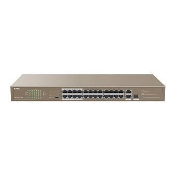 Комутатор TENDA 24xFE PoE, 2xGE, 1xSFP/GE, Некерований Tenda TEF1126P-24-250W TEF1126P-24-250W фото