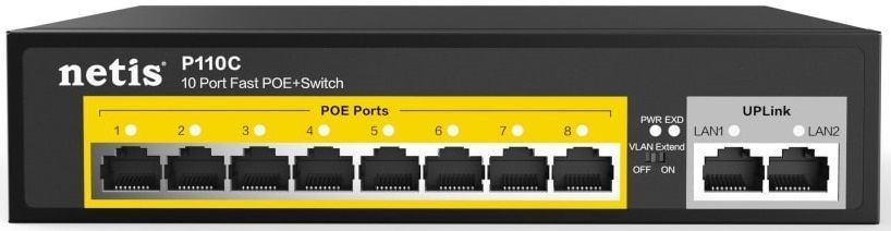 Комутатор 10xFE (8xPoE), 120Вт, Некерований Netis P110C P110C фото
