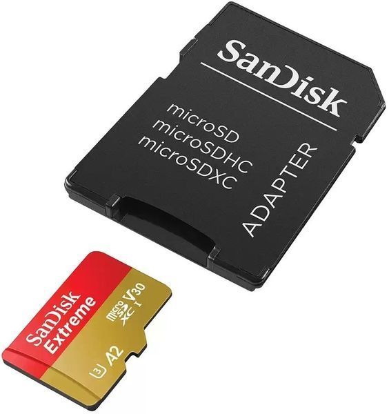 Карта памяти SanDisk microSD 128GB C10 UHS-I U3 R190/W90MB/s Extreme V30 + SD SDSQXAA-128G-GN6MA фото