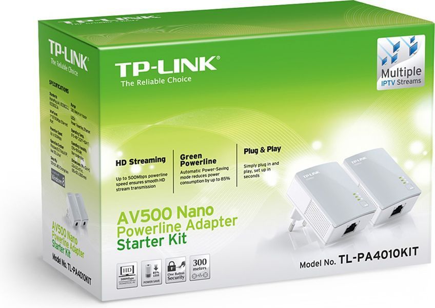 Комплект Адаптерiв Powerline TP-LINK AV600, 1xFE, (TL-PA4010 2шт) TP-Link TL-PA4010KIT TL-PA4010KIT фото