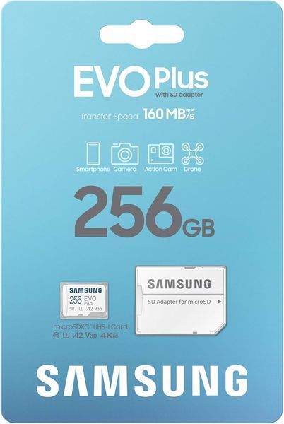 Карта пам'яті Samsung microSD 256GB C10 UHS-I R130MB/s Evo Plus + SD MB-MC256SA/EU фото
