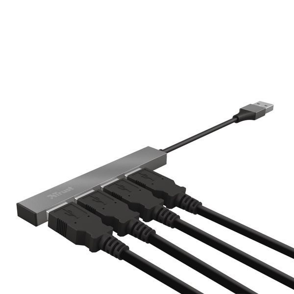 Хаб Trust Halyx USB-A > 4xUSB-А, Алюміній, 0.1м, Сірий 23786_TRUST фото