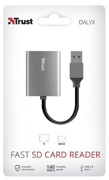 Кардрідер Trust Dalyx USB-A 3.2 > SD/microSD, Алюміній, 0.08м, Сірий 24135_TRUST фото