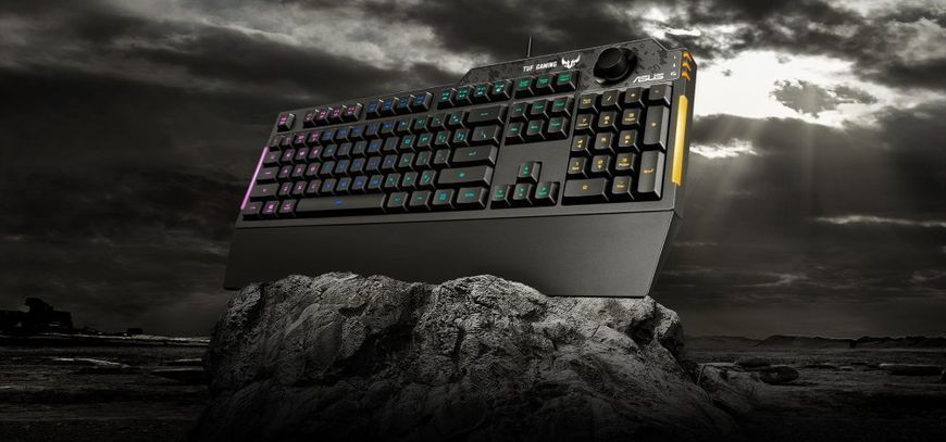 Клавіатура мембранна ASUS TUF Gaming K1, 104key, USB-A, EN/UK, RGB, чорний 90MP01X0-BKMA00 фото
