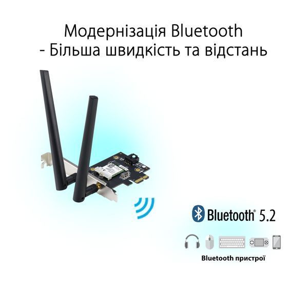 WiFi-адаптер ASUS PCE-AXE5400 AXE5400, PCI-Express x1, BT5.2 90IG07I0-ME0B10 фото