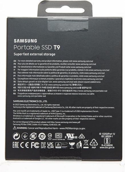 Портативный SSD Samsung 4TB USB 3.2 Gen 2 Type-C T9 MU-PG4T0B/EU фото