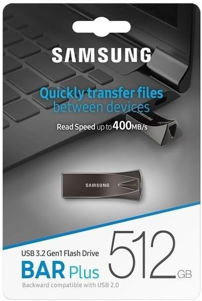 Накопичувач Samsung 512GB USB 3.1 Type-A Bar Plus Сірий MUF-512BE4/APC фото