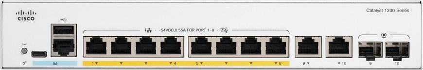 Комутатор Cisco Catalyst 1200 8xGE, Ext PS, 2x1G Combo C1200-8T-E-2G фото